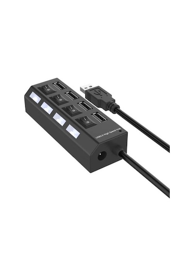 Anahtarlı Işıklı On Off Düğmeli 4 Port Usb 2.0 Çoklayıcı Hub (533633910)