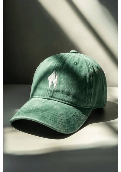 Woneagle Unisex Eskitilmiş Deniz Yeşili Minimalist Nakışlı Vintage Şapka Dad Hat Kep Yeşil Yeşil