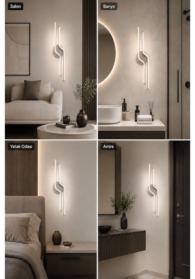 Armoni Modern Led Duvar Apliği Günışığı Gri