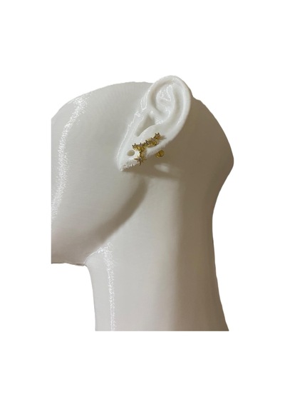 Zirkon Taşlı Yıldız Tasarım Tragus Helıx Kıkırdak Pearsıng Küpe 1adet Altın