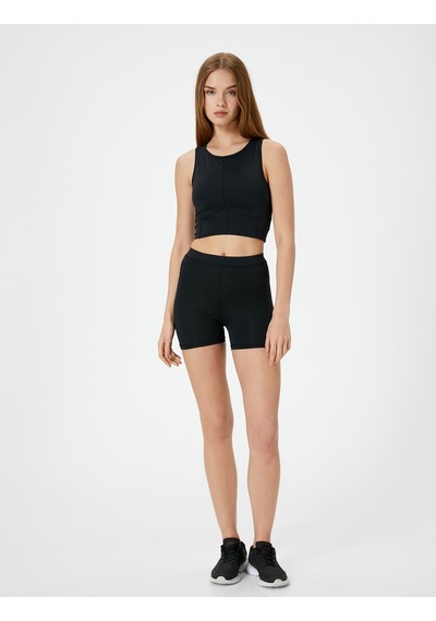 Koton Spor Kısa Tayt Standart Bel Slim Fit Siyah 4sak40256nk