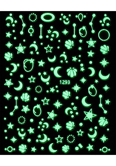 Karanlıkta Parlayan Ay Yıldız Geometrik Tırnak Sticker Tırnak Etiketi Nail Art Jo-1293
