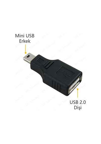 USB Dişi to Mini USB Erkek OTG Araç AUX Çevirici Adaptör