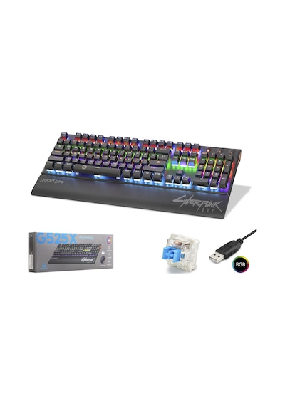 Good Pro Cyberpunk G525xb Mekanik Gaming Klavye Blue Switch Bilek Destekli Rgb 104 Tuş Siyah