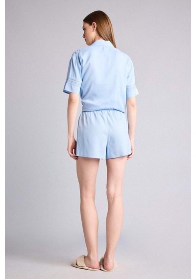 Defacto Regular Fıt Kısa Boy Dokuma Pijama Şort G4373ax26spbe745 Mavi-be745
