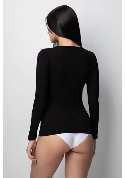 3 Adet Özlem Bayan Uzun Kollu Fanila Atlet Body 3225 Siyah