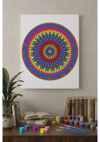 Örgü Desenli Mandala Ahşap Boyama Seti 40x50 Cm