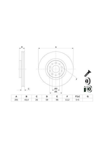 Fiat Egea 1.6mj 2015-2024 Bosch Ön Disk 281mm 2 Adet