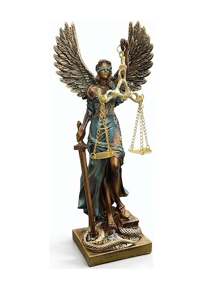 Dekoratif Kanatlı Adalet Kadını Heykeli Biblo 30cm