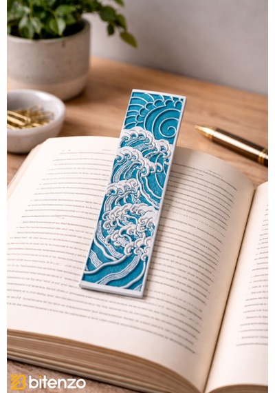Mavi Dalgalar Desenli Kitap Ayracı