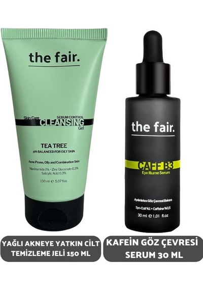 the fair.Sebum Kontrol Yağlı Ciltler İçin Yüz Temizleme Jeli 150 ML + Kafein Göz Çevresi Serumu 30 ML