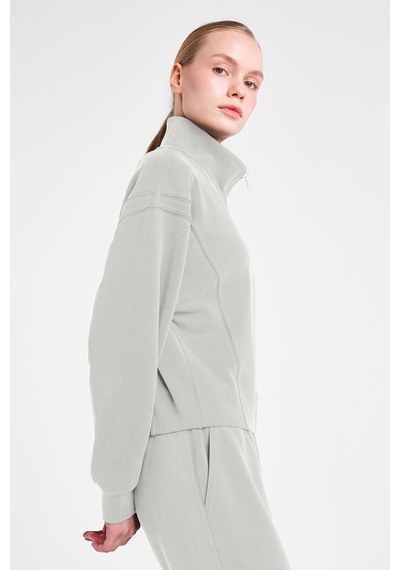 Lescon Kadın Fermuarlı Sweatshirt 25n-2105 Ekru