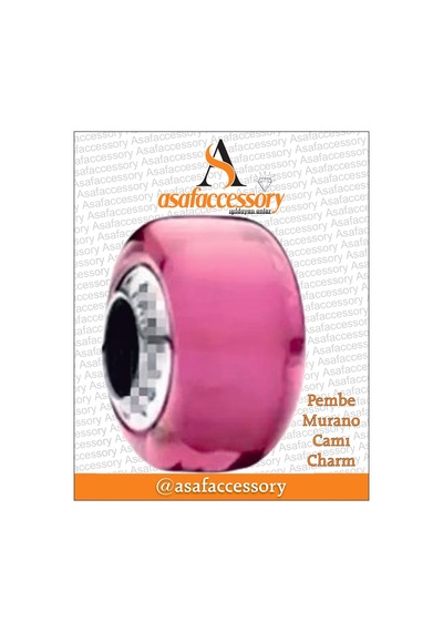 Pembe Murano Camı Charm Gümüş