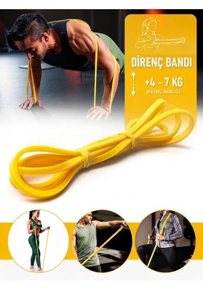 3'lü Set 208 Cm Direnç Lastiği Sarı Hafif - Kırmızı Orta - Siyah Sert Sarı - Kırmızı - Siyah