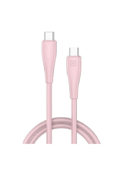 Shaza Silikon Type-c To Type-c 5a 60w Hızlı Şarj / Veri Kablosu -pembe