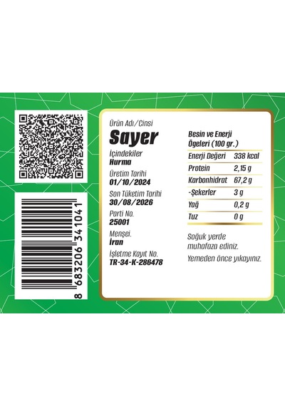 Safter Hurma Sayer Hurma 3 x 4 KG