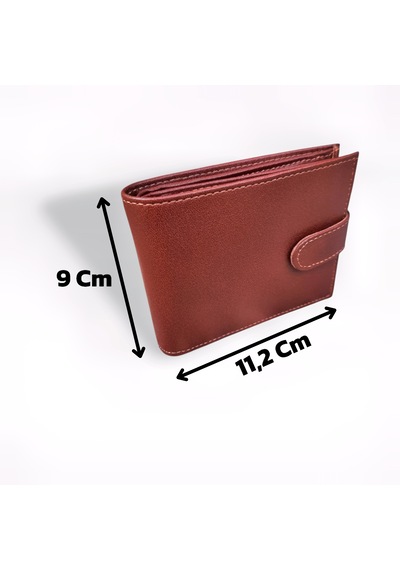 Gvnbag Hakiki Deri Erkek Bozuk Para Gözlü Çıtçıtlı Taba Cüzdan Gvn-0134
