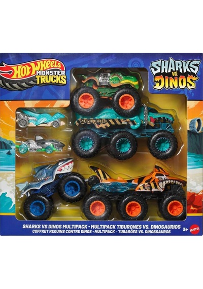 Hot Wheels Monster Trucks Köpekbalıkları Ve Dinozorlar Çoklu Paketi Jgd68