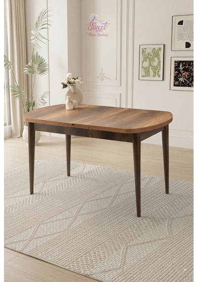 Kelebek Gizli Kaşıklıklı Açılır Mdf Masa Mutfak,salon,yemek Odası Masası 80x140 Cm Ceviz