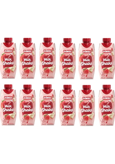 Dimes Milkshake Vanilya Ve Beyaz Çikolata Aromalı Çilekli 310 Ml X 12 Adet