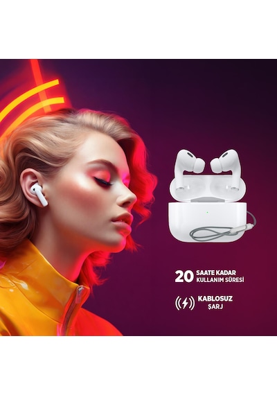 Polosmart Pbs167 Kablosuz Bluetooth 5.3 Kulaklık Type-c Dokunmatik Kontrol Wireless Şarj Beyaz