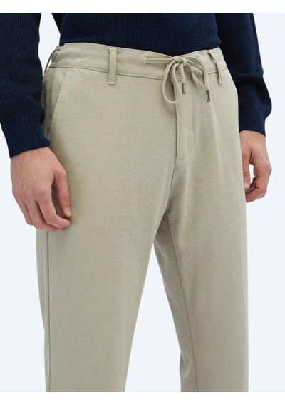 Kip Bej Desenli Dokuma Jogging Fit Casual Pantolon Bej