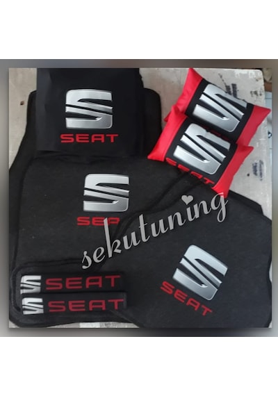 Seat Siyah,Halı Paspas,Kılıf,Deri Yastık,Kemer Pedi Set