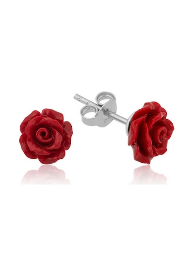 Gümüş Kırmızı Gül Küpe Gold - Rose Gold