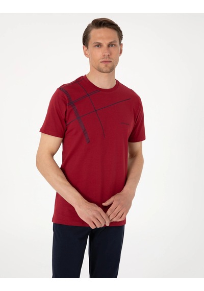 Pierre Cardin Erkek Kısa Kollu Bisiklet Yaka Pijama Takım Bordo
