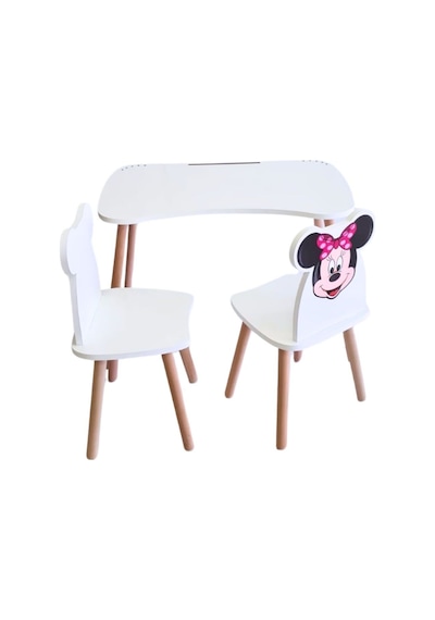 Liva Ahşap Çocuk Aktivite 1 Masa 2 Sandalye Takımı 4-12 Yaş Minnie Mouse Çok Renkli