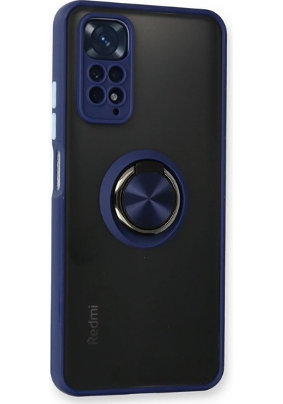 Xiaomi Redmi Note 11 Kılıf Montreal Yüzüklü Silikon Kapak - Lacivert Düz Renkli