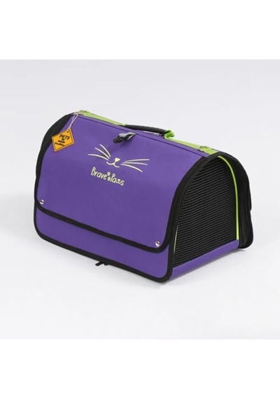Reyo Brave Paws Flybag Plastik Yırtılmaz Fileli Kedi Ve Köpek Taşıma Çantası Seyahat Çantası Mor 45x25x26cm Havayolu Uçuş Standartlarına Uygun