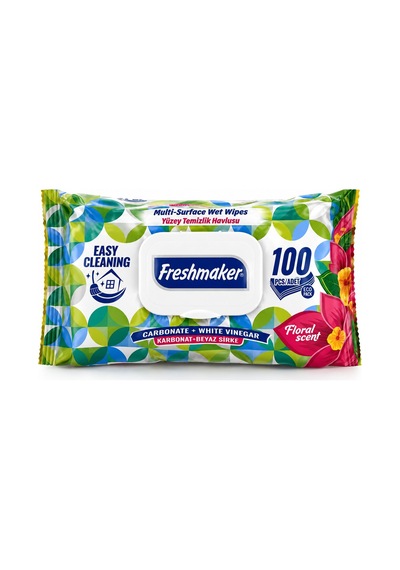 Freshmaker Eko Yüzey Temizlik Havlusu 100 Yaprak Karbonat Beyaz Sirke- 12'li Paket Tekli