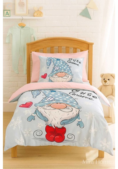 Dijital Baskılı 3d Pamuklu Yenidoğan Bebek Nevresim Takımı Cute Gnome Pink Çok Renkli