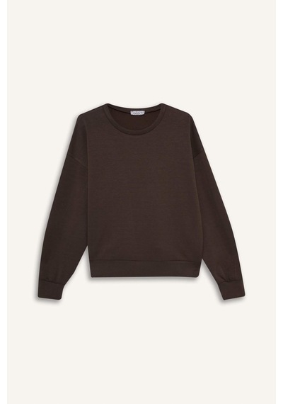 Defacto Bisiklet Yaka Modal Sweatshirt G2913ax25aubn336 Kahve