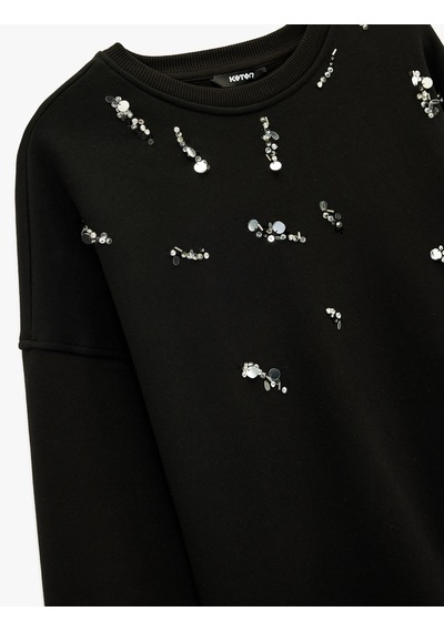 Koton Şardonlu Uzun Kollu Bisiklet Yaka Pul Payet Detaylı Sweatshirt Siyah 6wak10151ek Siyah Koton Şardonlu Uzun Kollu Bisiklet Yaka Pul Payet Detaylı Sweatshirt Siyah 6wak10151ek Siyah