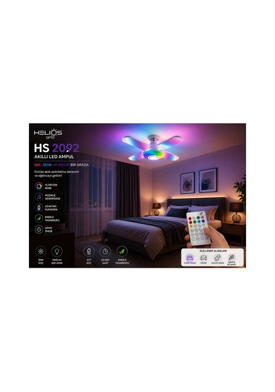 Akıllı Led Ampul, 36w, Blutooth Hoparlör, E27 Duy İle Bağlanır. Çok Renkli