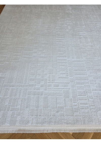Elvey Home London Krem Dekoratif Bambu Akrilik Yumuşak Modern Özel Ölçü Salon Koridor Oturma Çocuk Odası Halısı 001-krem