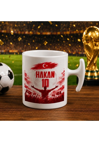 Bk Gift Kişiye Özel Türkiye Taraftar Temalı 2026 Dünya Kupası Tasarımlı Hammer Kupa Bardak -7, Tek Yürek Milli Takım Ruhu Beyaz