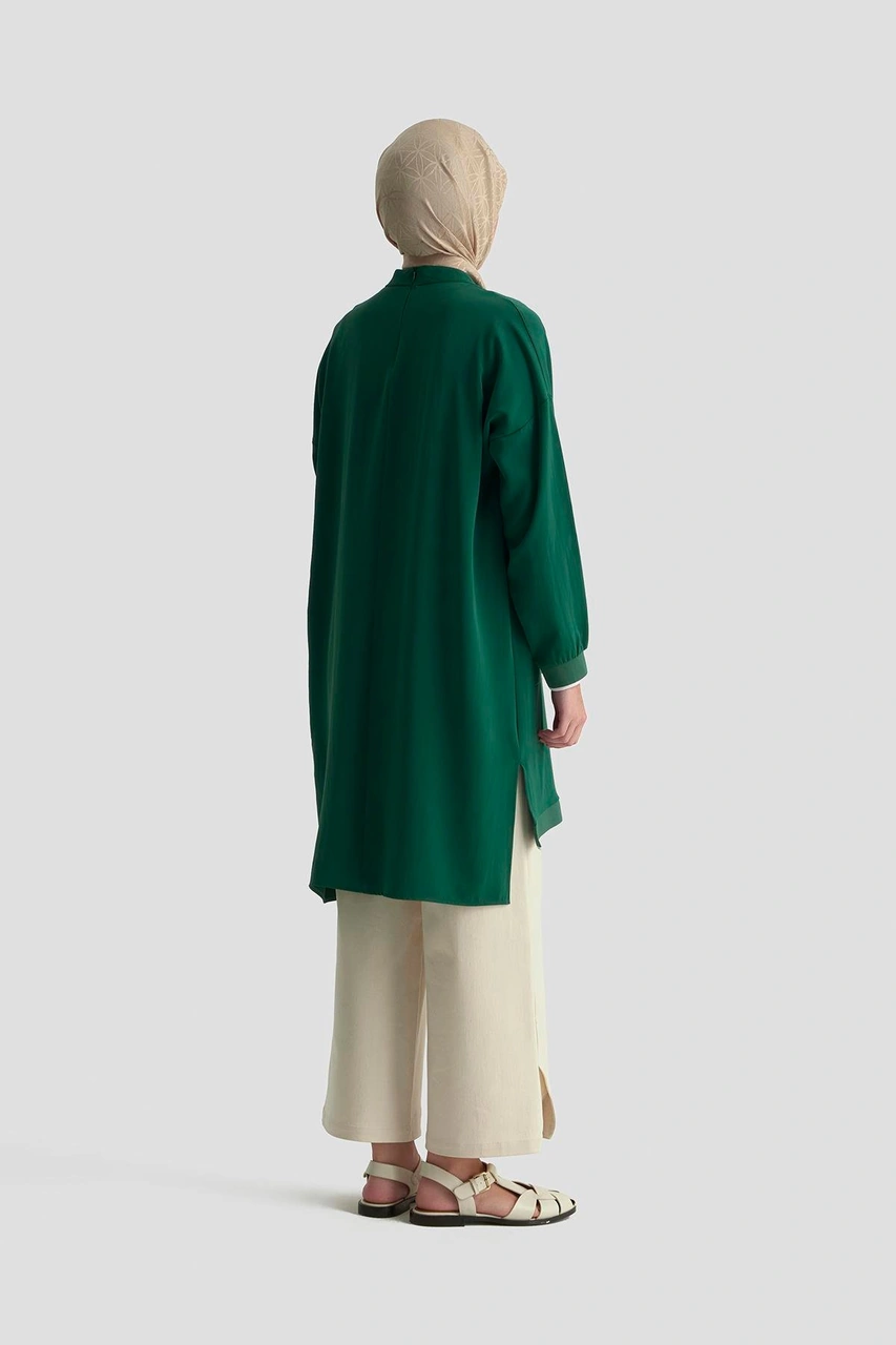 Armine Trend Kolları Ribanalı Arkadan Uzatmalı Basic Tunik-zümrüt 25yt449 Zümrüt