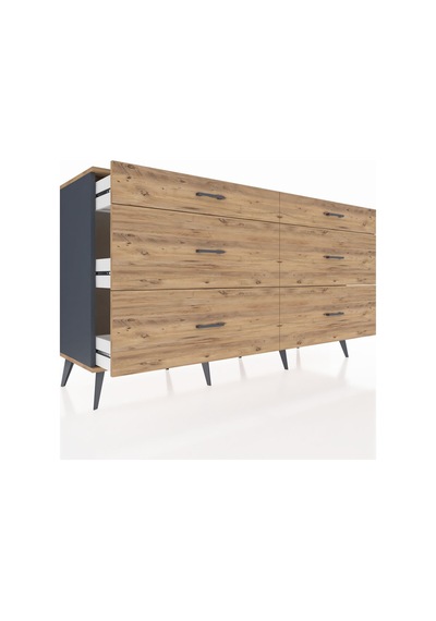 Hyperion Konsol 6 Çekmeceli 176x44x99 Antrasit-çam Antrasit-çam