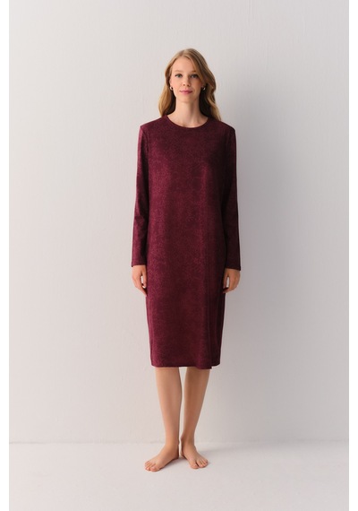 Suwen Cotton Comfort Uzun Gecelik Sh26405613l020 Bordo