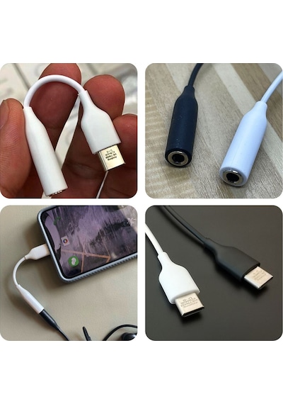 Samsung Uyumlu S21 Fe Kulaklık Dönüştürücü Type-c Aux Kablo Beyaz
