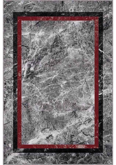Bordo Çerçeveli Kaymaz Taban Makinede Yıkanabilir Halı Rv107n11