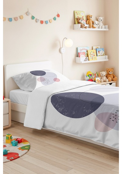 Geometrik Gri Genç Odası Tek Kişilik Pike Takımı - Modern Pudra 160x220 Cm Kapitone Yatak Örtüsü Gizli Çayır Pususu