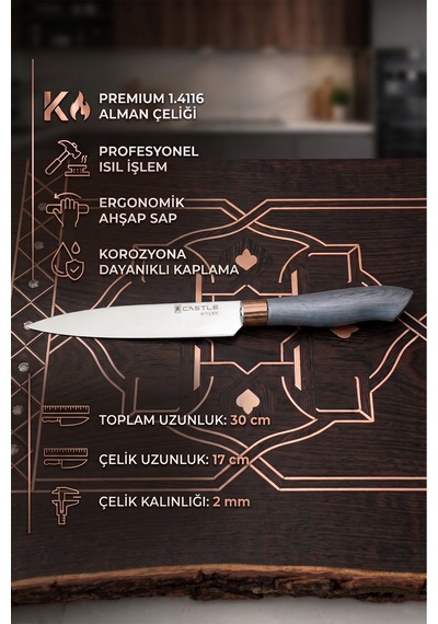 Silver Gray Serisi 5 Li Mutfak Bıçağı Et Ekmek Sebze Mutfak Şef Bıçak Seti Mft-568 Gri