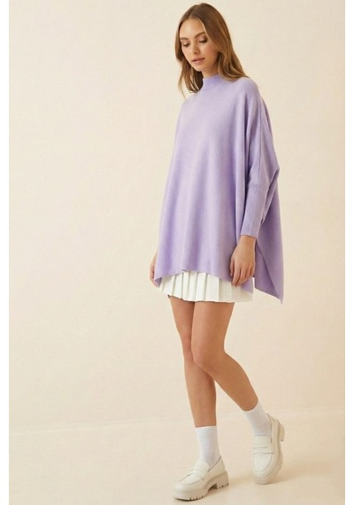 Onno Style Women Düz Triko Standart Panço Lila