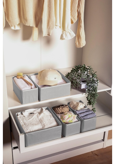 Serstil 6'lı Çekmece İçi Düzenleyici Organizer Set - Çok Amaçlı Dolap Içi Kutu Seti - Gri Martı Martı Gri
