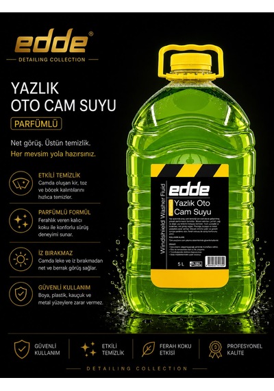 Edde Yazlık Parfümlü Oto Cam Suyu 5l Araba Araç Oto Yazlık Silecek Suyu