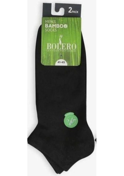 2 Li Royam Bolero Bambu Erkek Dikişsiz Patik Çorap 41 - 45 No Siyah